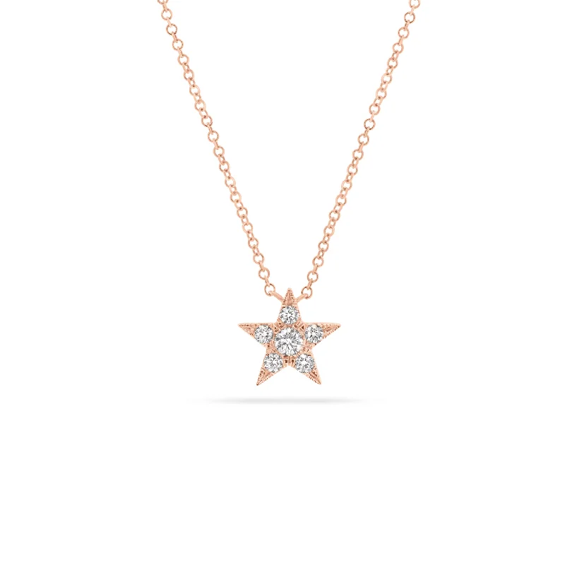 floral-inspired kunzite necklace-Diamond Twinkling Star Pendant