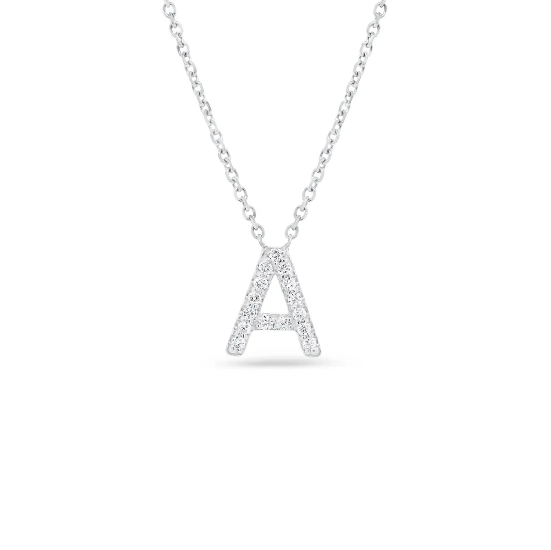 engraved trust chain necklace-Diamond Uppercase Initial Pendant