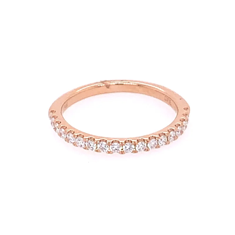 modern sleek ridge ring-Diamond Wedding Band in Rose Gold