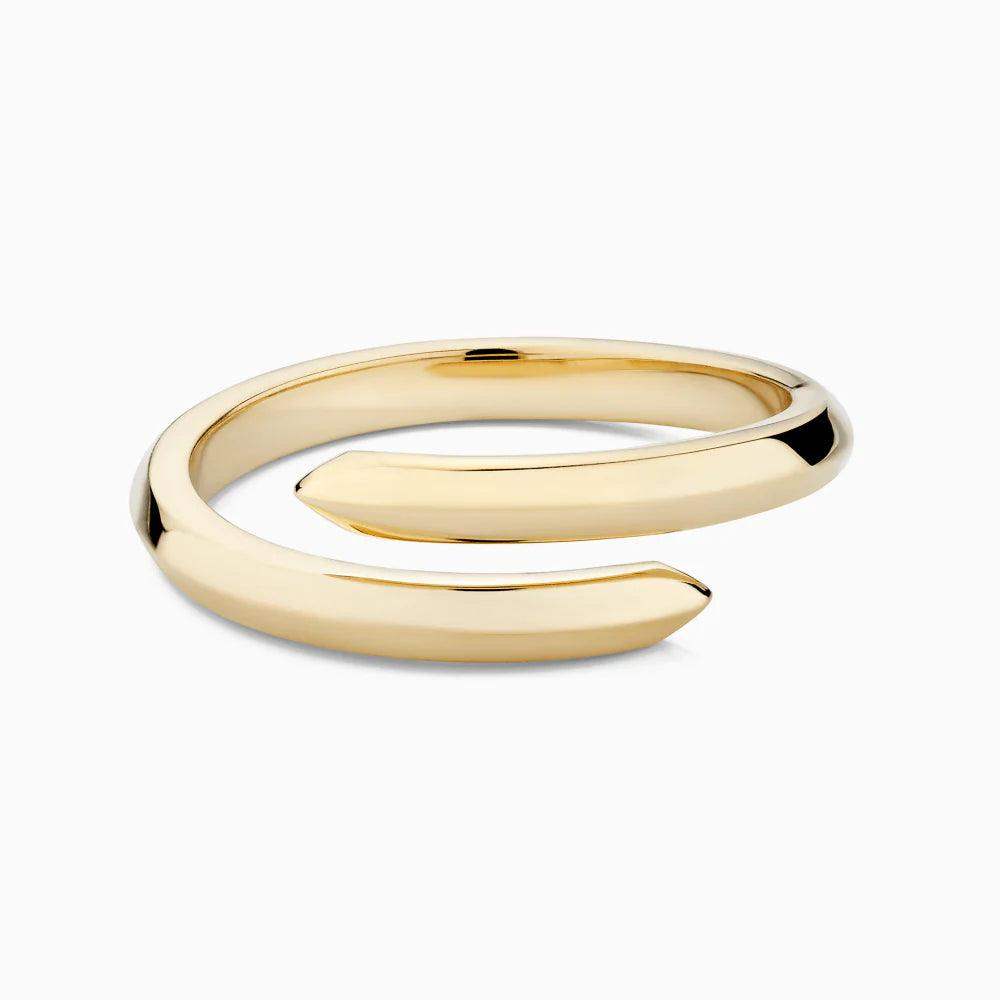 modern sleek twist ring-Dual Touch Gold Ring in 18k Yellow Gold