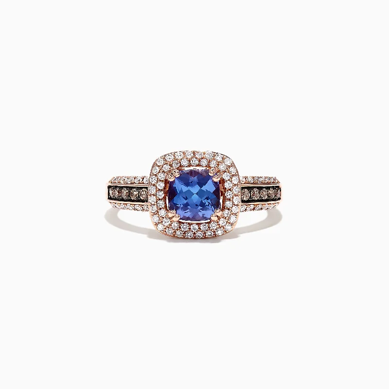 raw larimar cluster ring-Nahla Siri 14K Rose Gold Tanzanite and Diamond Rings, 1.34 TCW