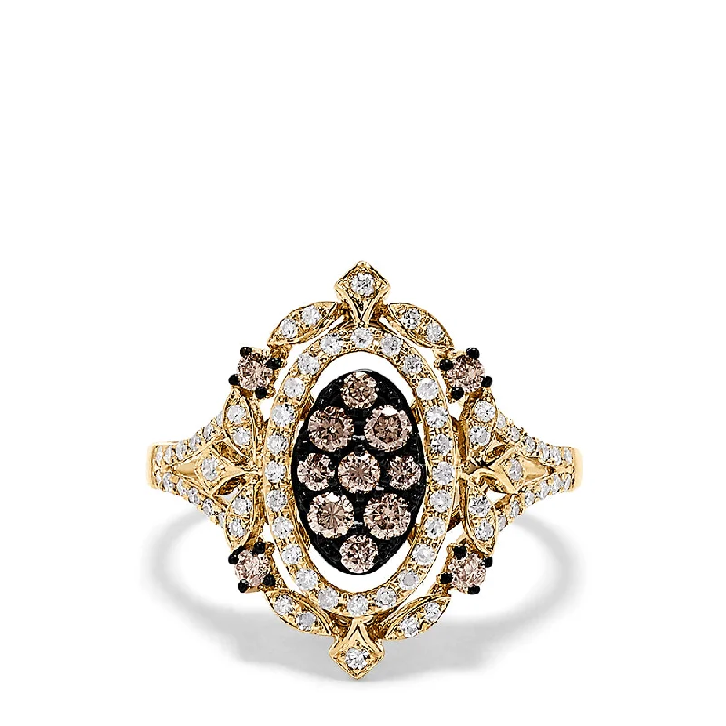 raw agate accent ring-14K Yellow Gold Espresso and White Diamond Ring, 0.64 TCW