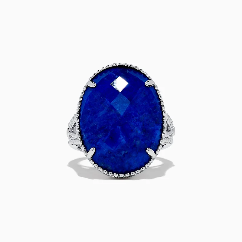 boho-inspired alexandrite ring-925 Sterling Silver Lapis Lazuli Cocktail Ring, 13.85 TCW