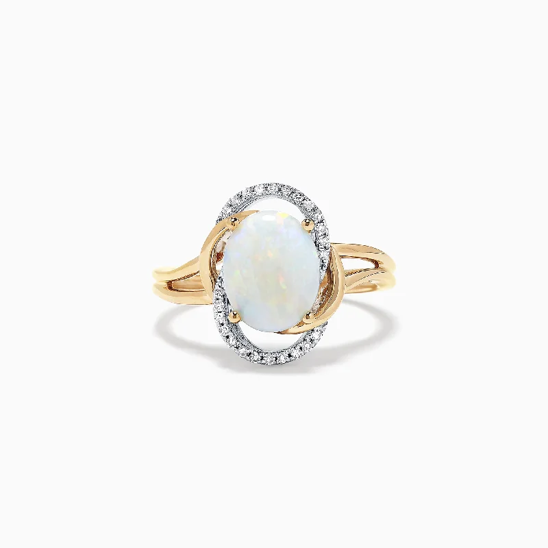 boho-inspired spinel ring-Aurora 14K Two Tone Gold Opal and Diamond Ring, 1.49 TCW