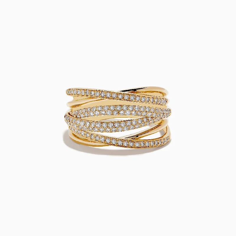 bohemian peak ring-D'Oro 14K Yellow Gold Diamond Crossover Ring, 0.54 TCW