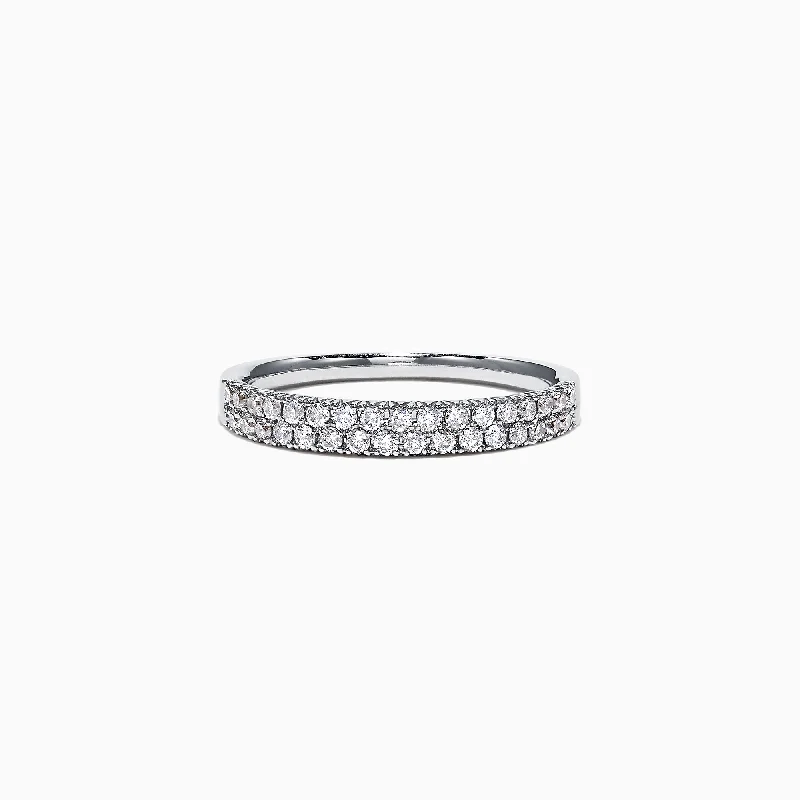 bold topaz ridge ring-Pave Classica 14K White Gold Two Row Pave Diamond Band, 0.37 TCW