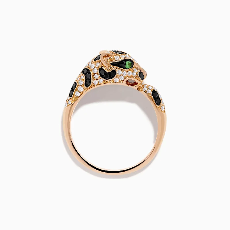 bold garnet channel ring-Signature 14K Rose Gold Diamond and Garnet Panther Ring, 0.56 TCW