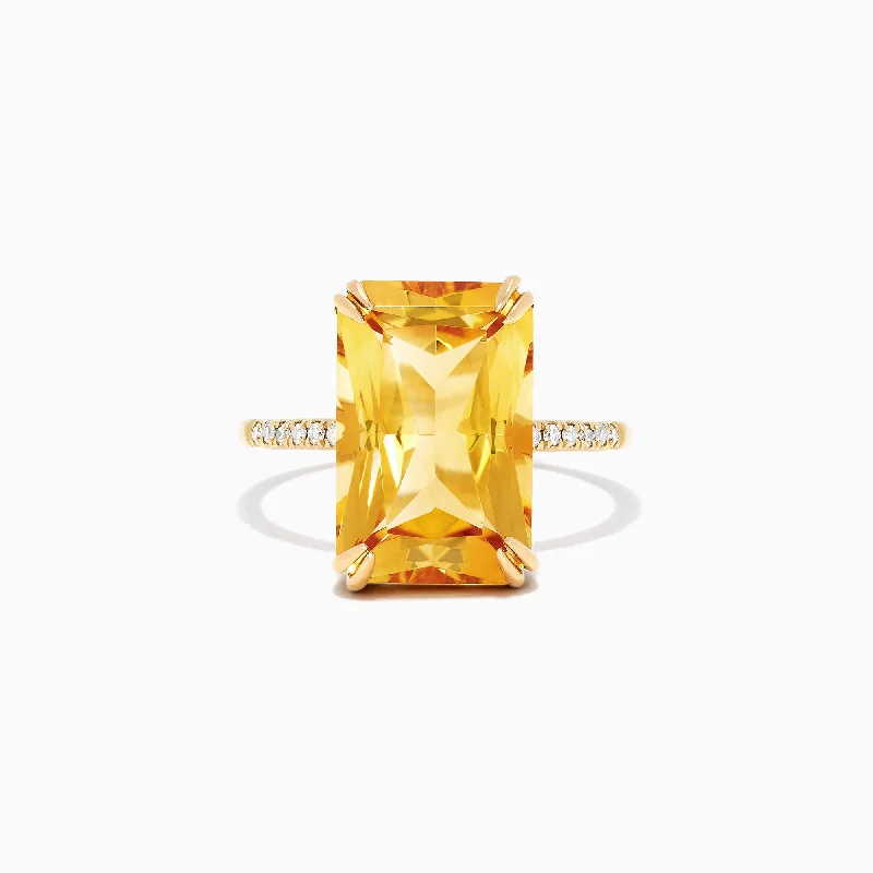 vintage-style spinel ring-Sunset 14K Yellow Gold Citrine and Diamond Ring, 6.72 TCW