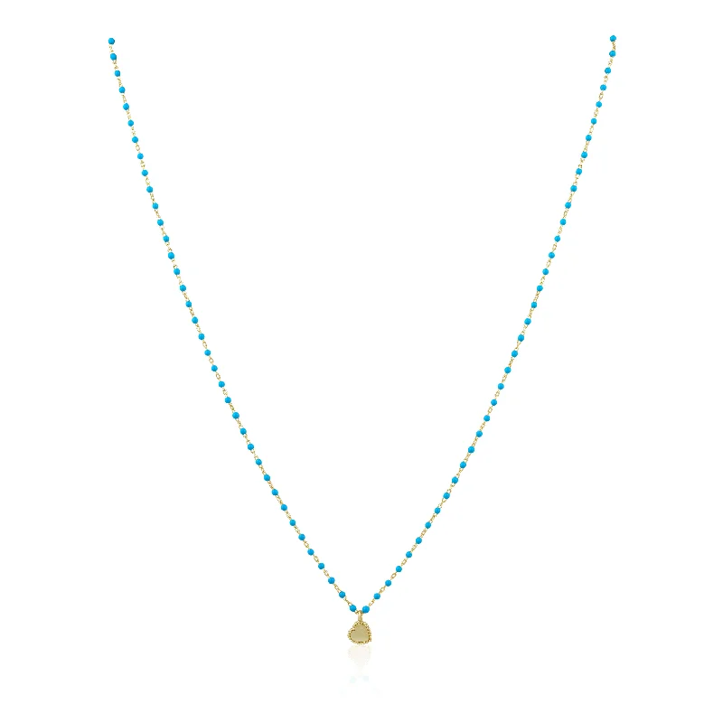 engraved oath chain necklace-Elsa Mini Heart Necklace Turquoise