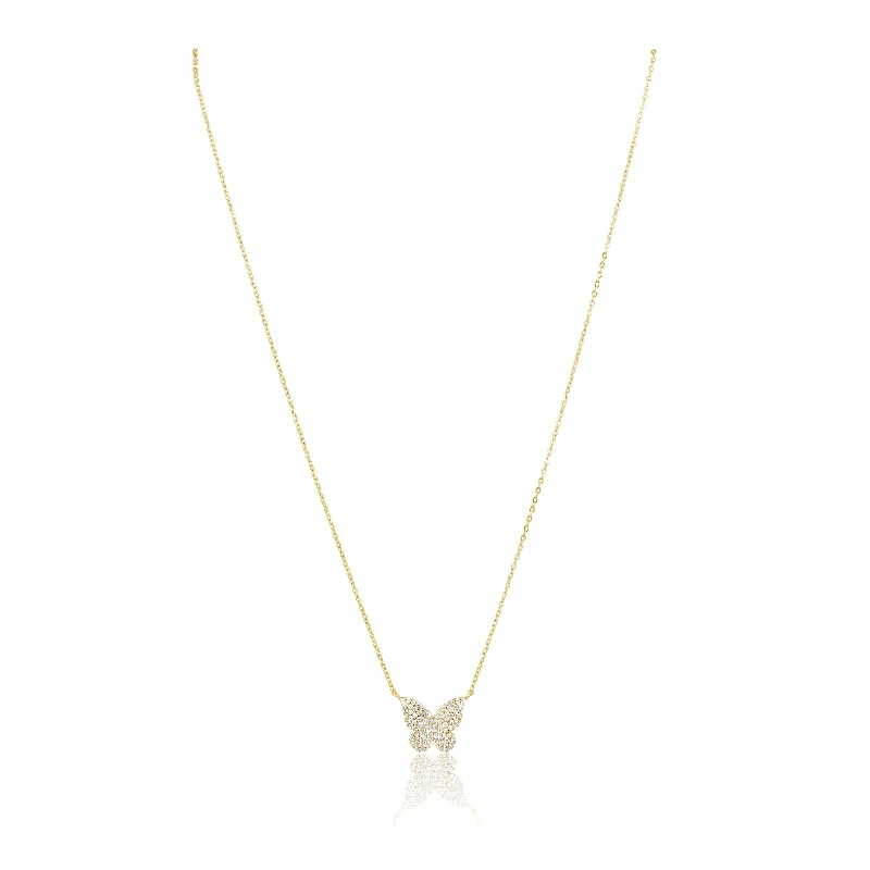 engraved legacy chain necklace-Elsie Pave Butterfly Necklace