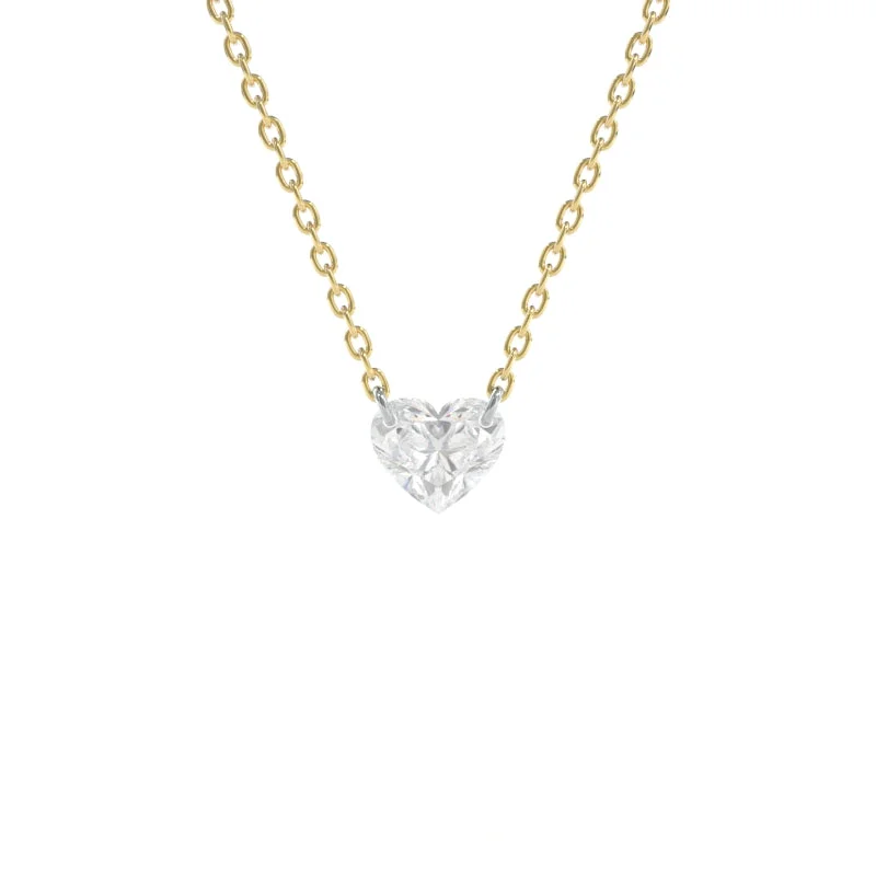 floral channel diamond necklace-Floating Diamond Pendant Heart