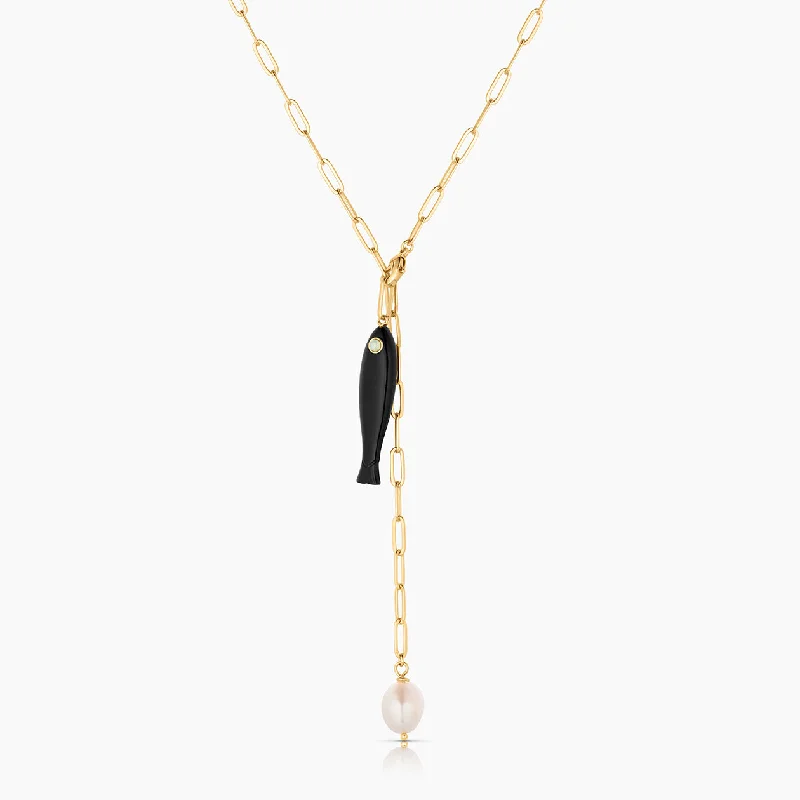 quad-stone drop necklace-Fortuna Lariat Necklace