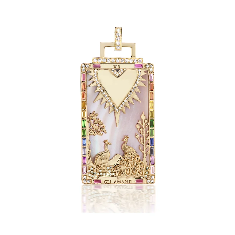 sleek titanium drop necklace-Gli Amanti Tarot Card