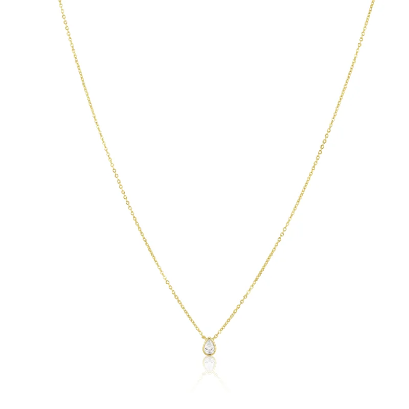 engraved unity pendant necklace-Ines Raindrop Necklace CZ