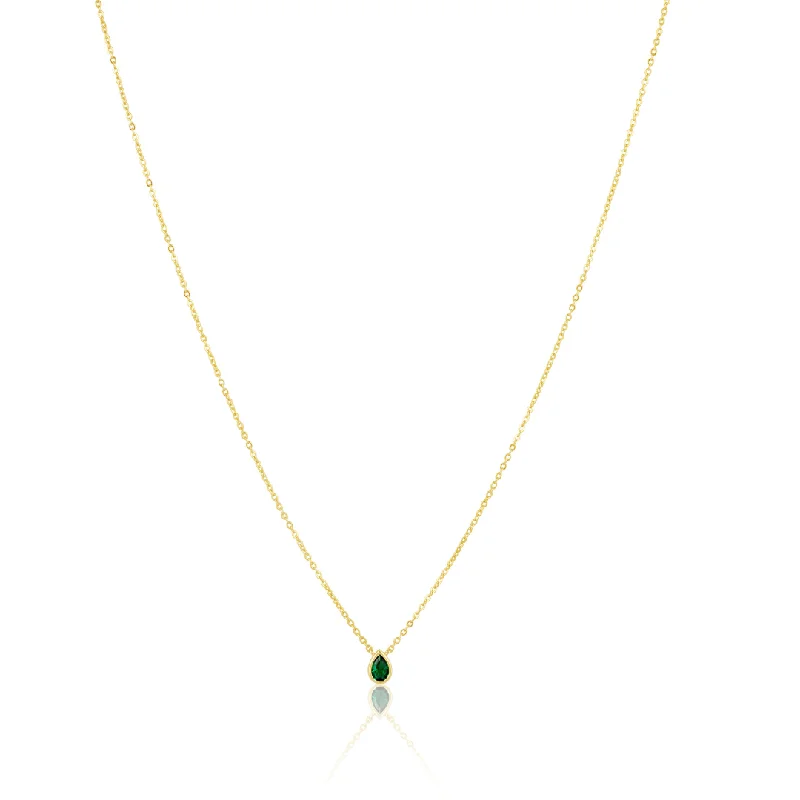 engraved trust chain necklace-Ines Raindrop Necklace Emerald