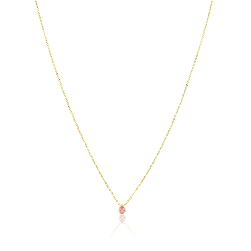 raw spinel cluster necklace-Ines Raindrop Necklace Pink