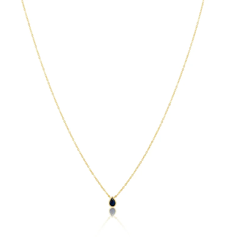 engraved bond chain necklace-Ines Raindrop Necklace Sapphire