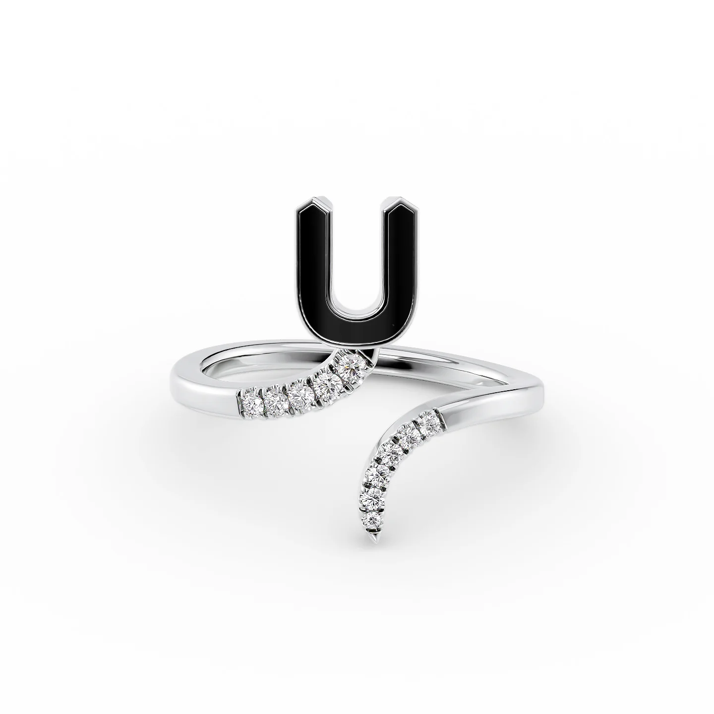 gothic-inspired batwing ring-Initial Letter Dainty Ring