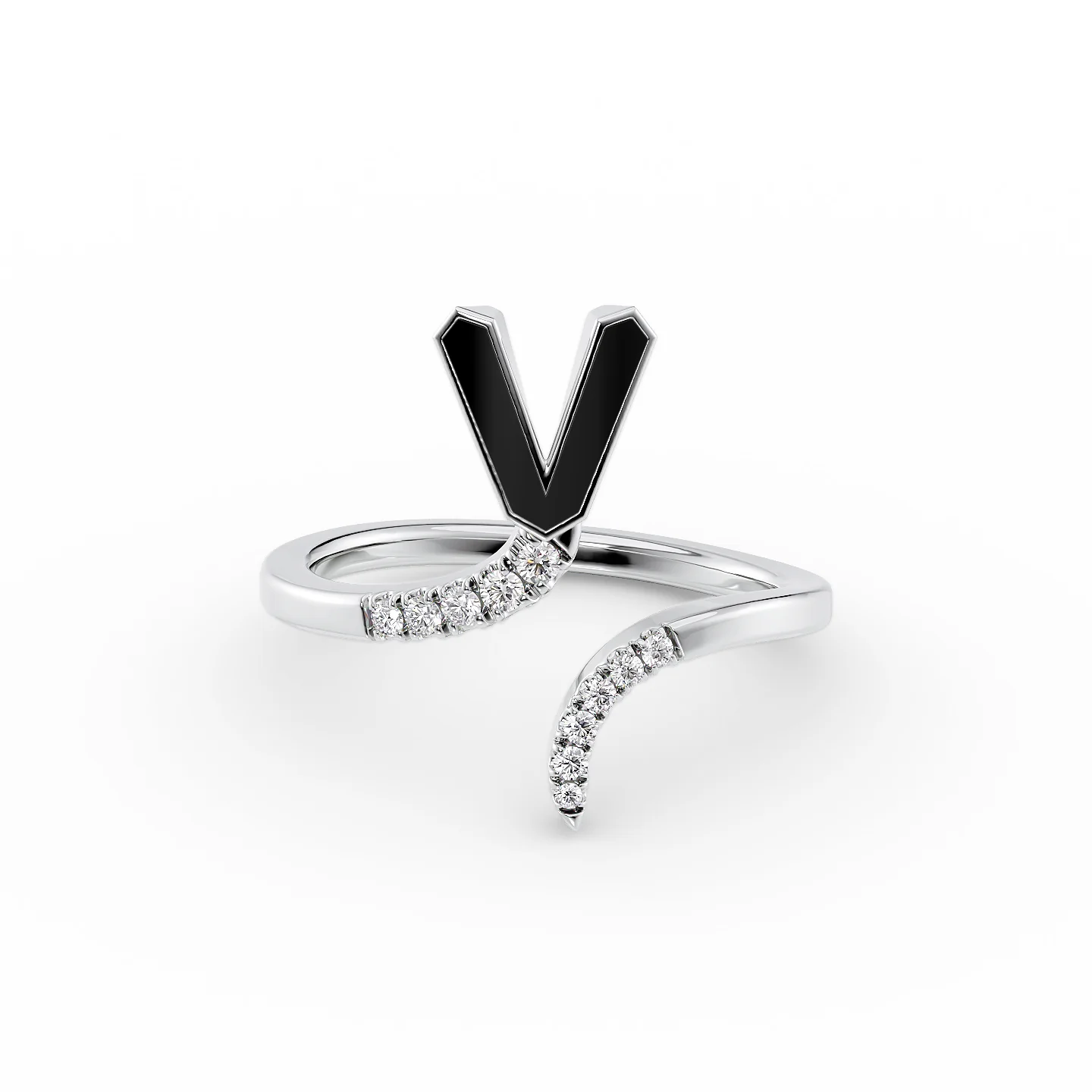 engraved trust ring-Initial Letter Dainty Ring