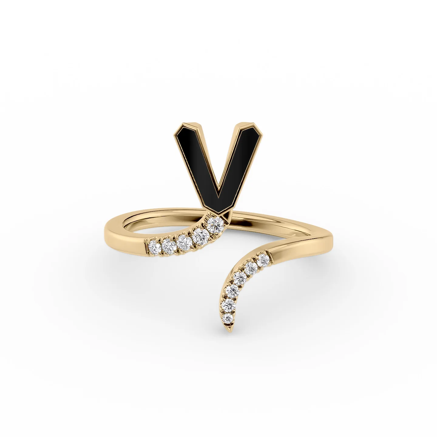 adjustable arch ring-Initial Letter Dainty Ring