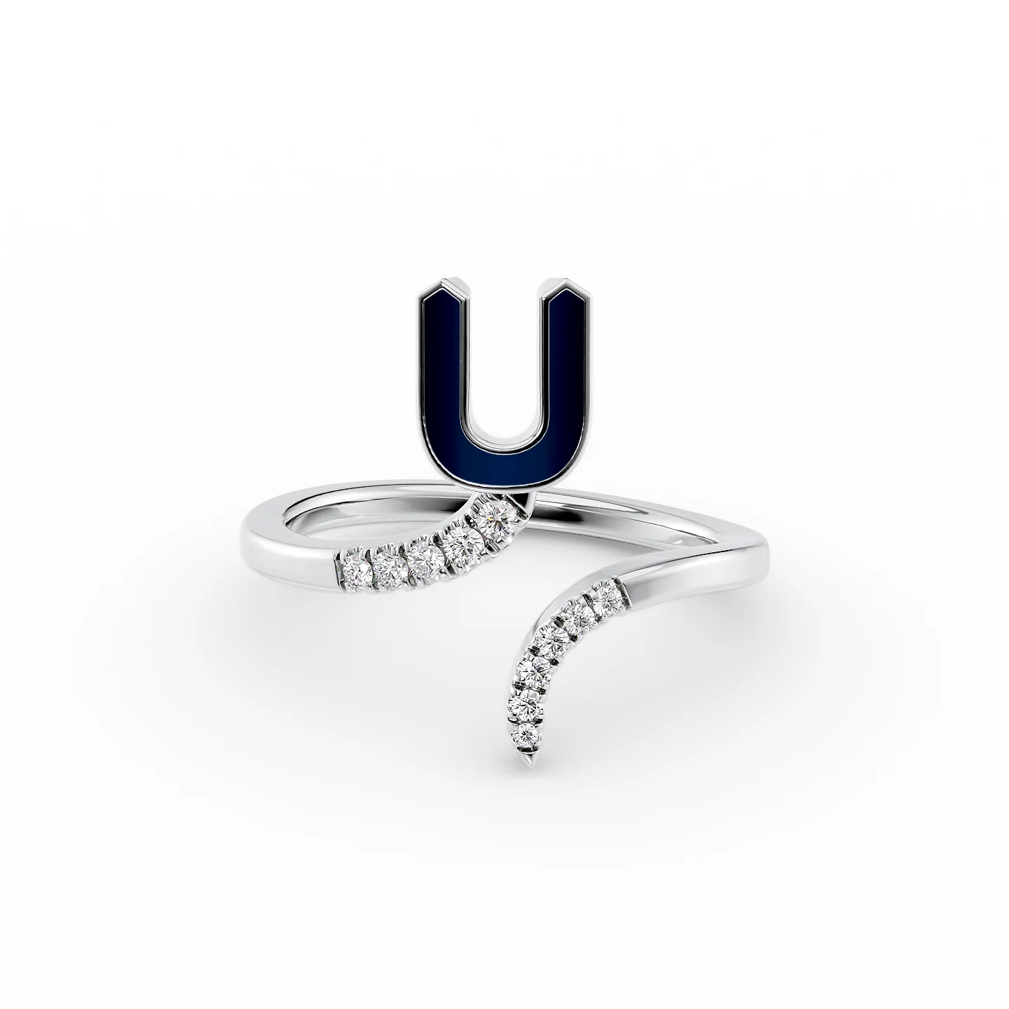 bold sapphire ridge ring-Initial Letter Dainty Ring