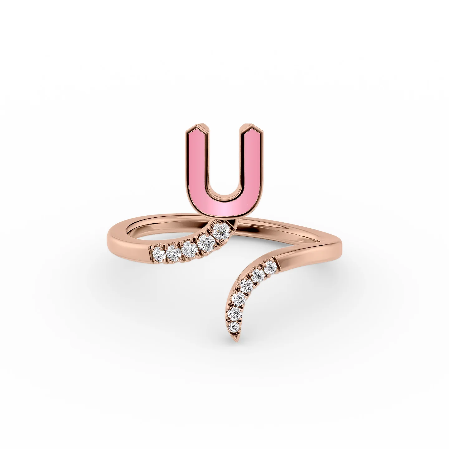 engraved trust ring-Initial Letter Dainty Ring