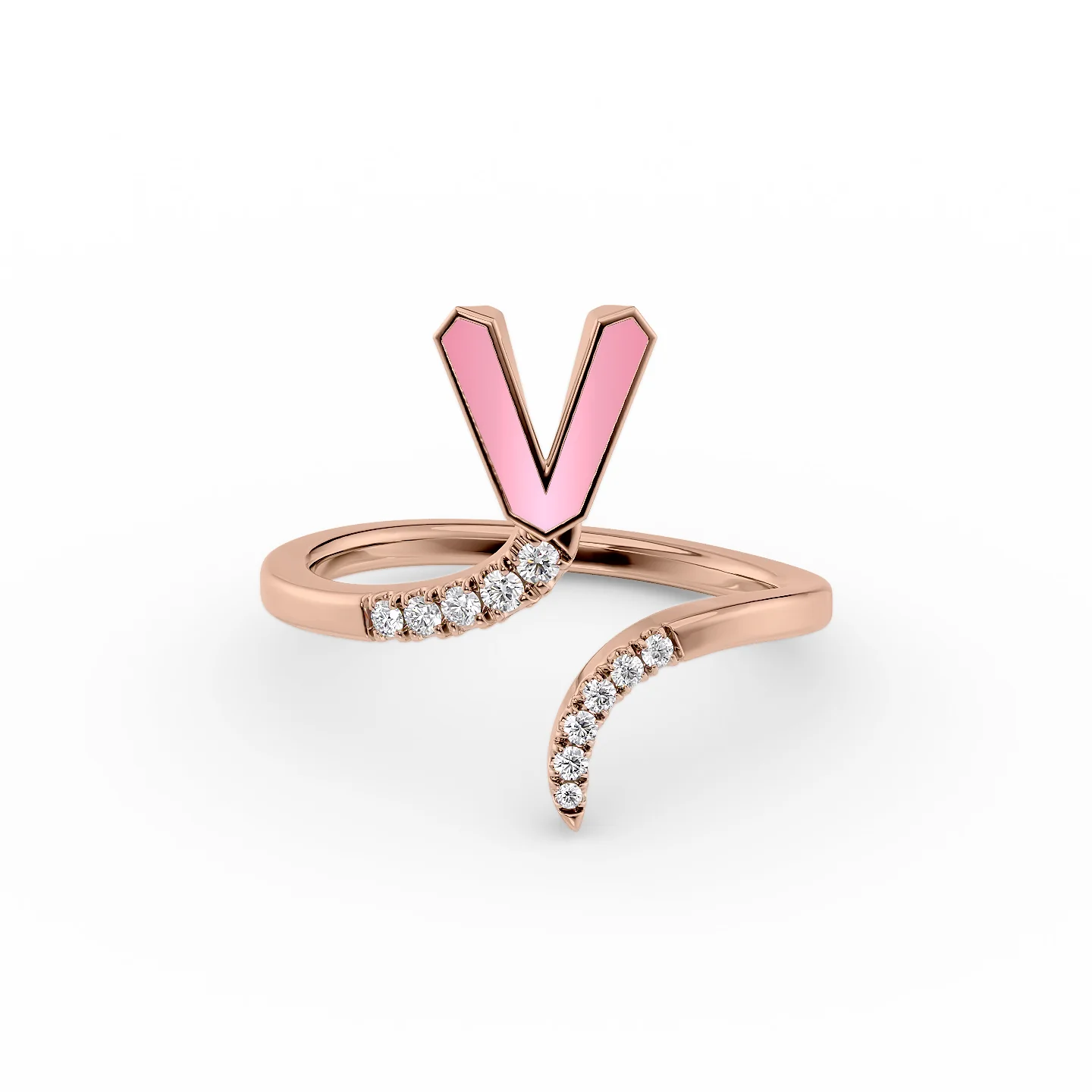 floral-inspired alexandrite ring-Initial Letter Dainty Ring