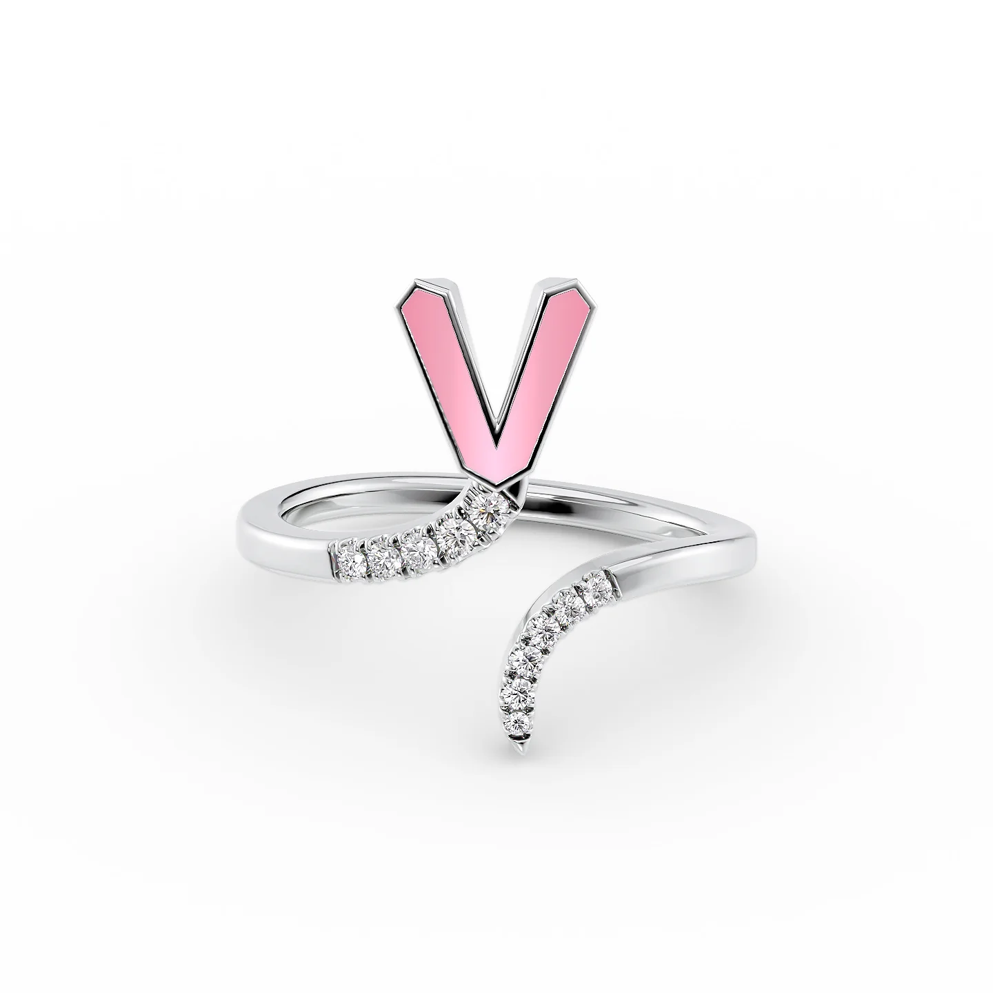 adjustable nickel wave ring-Initial Letter Dainty Ring