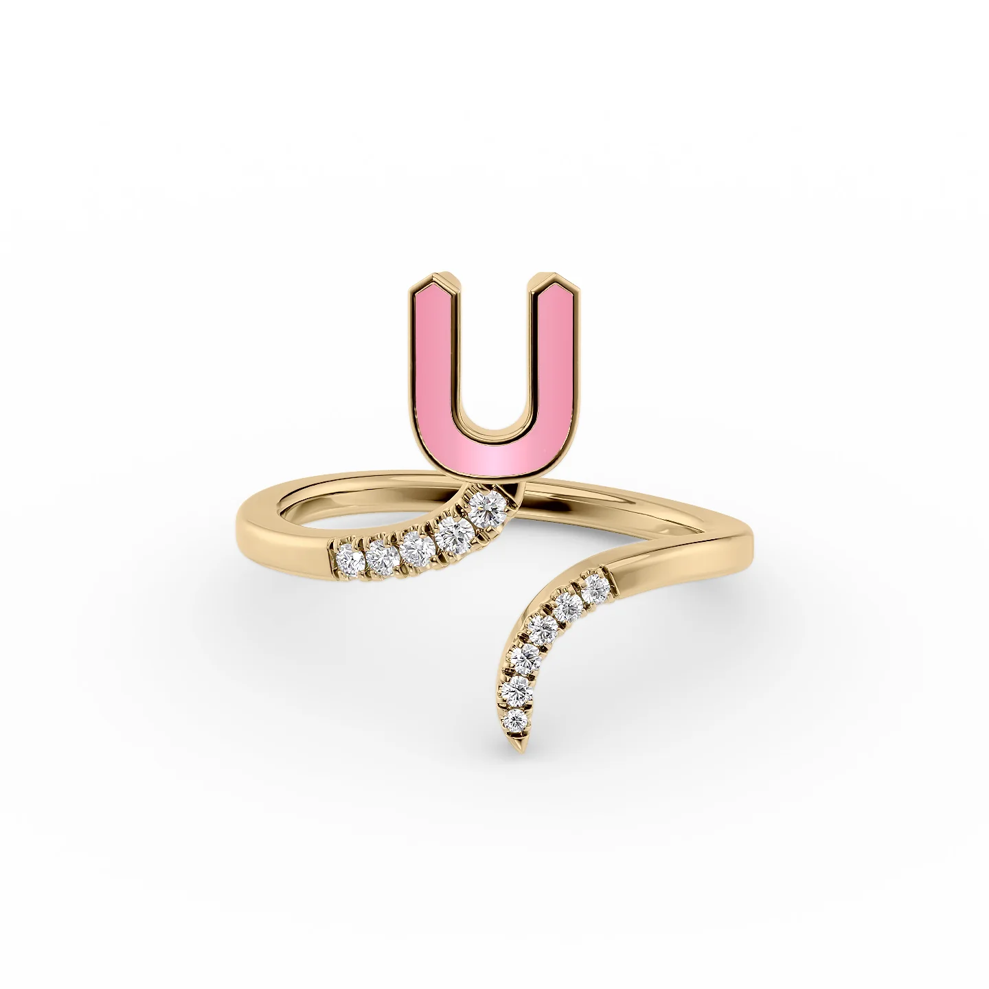 modern sleek orbit ring-Initial Letter Dainty Ring