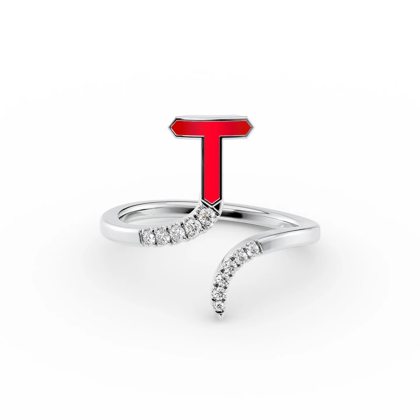 modern sleek twist ring-Initial Letter Dainty Ring