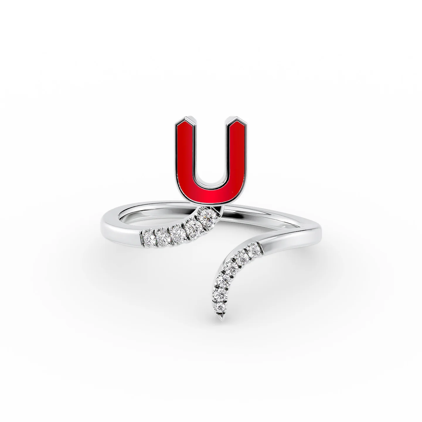 modern sleek ridge ring-Initial Letter Dainty Ring