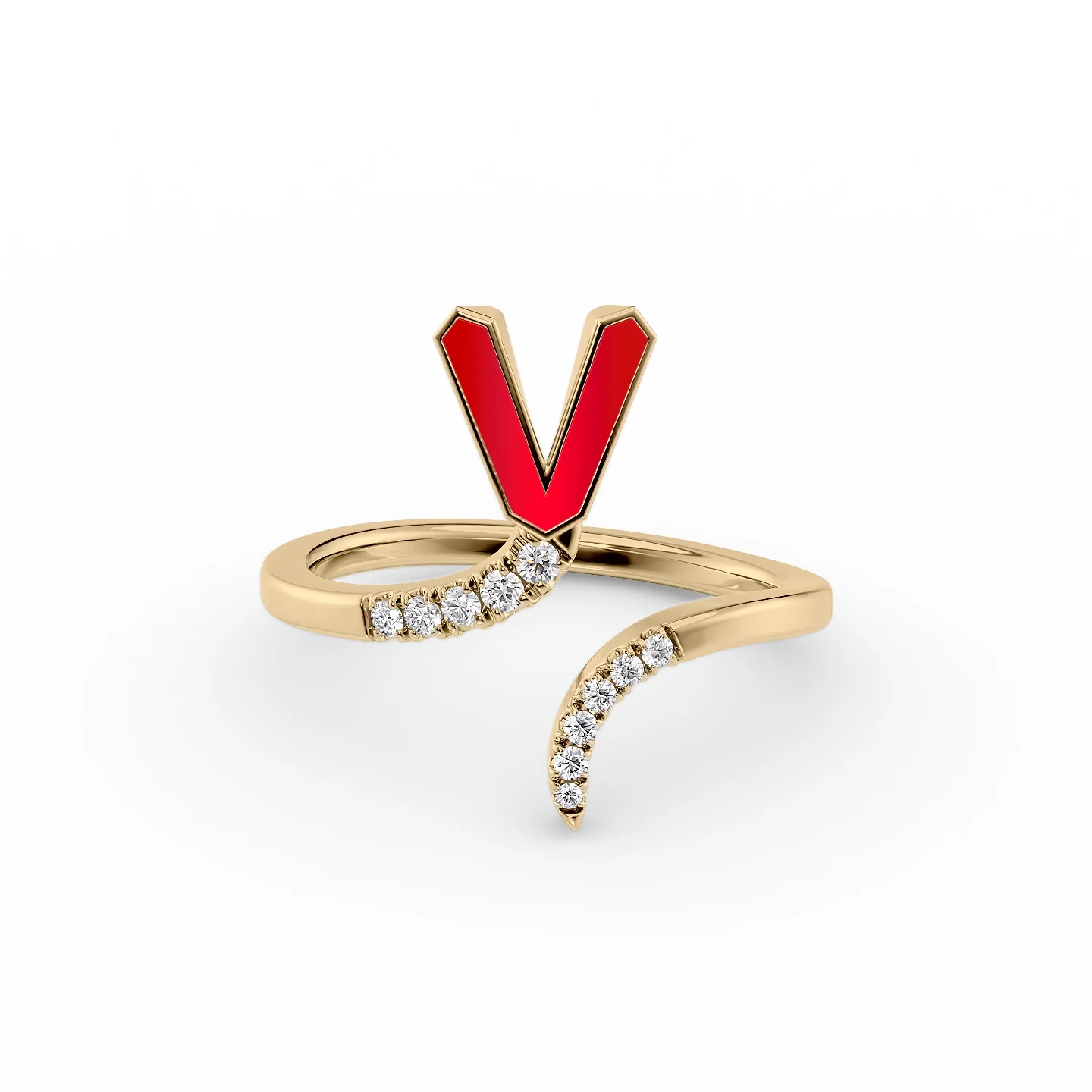 vintage-inspired ruby ring-Initial Letter Dainty Ring