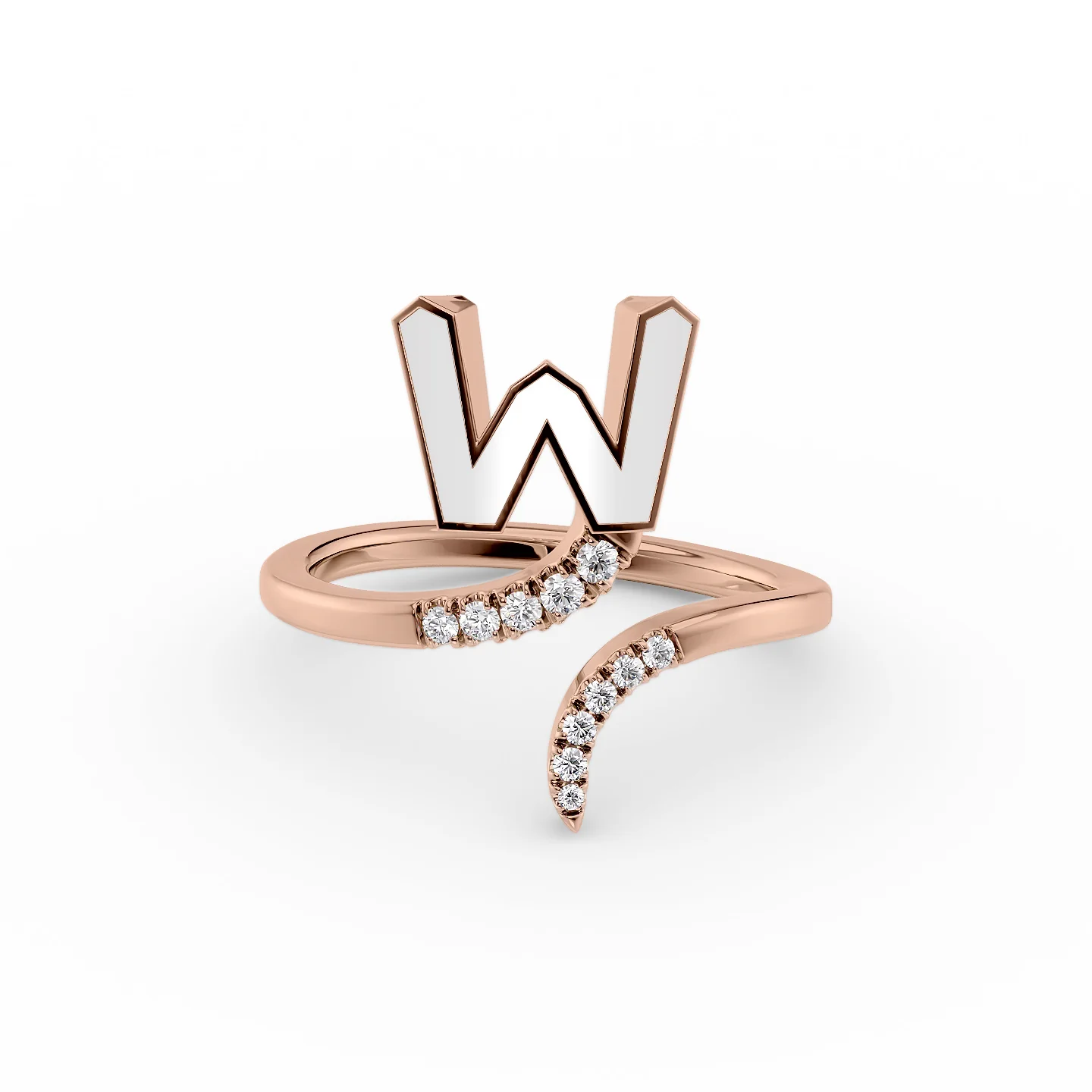 modern overlapped band ring-Initial Letter Dainty Ring