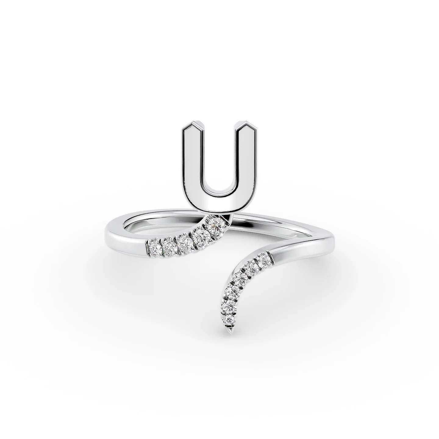 minimalist peak ring-Initial Letter Dainty Ring