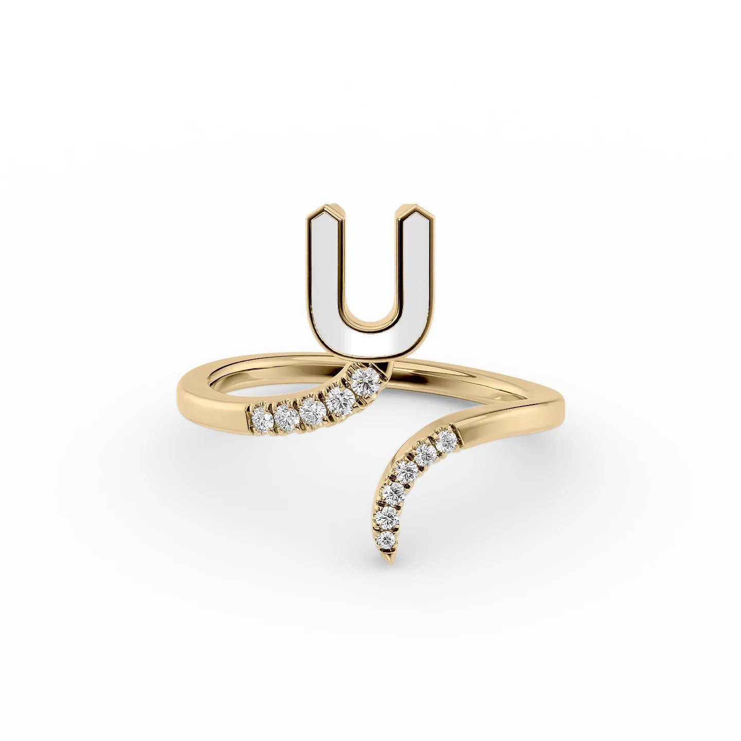 artisan-crafted gold ring-Initial Letter Dainty Ring