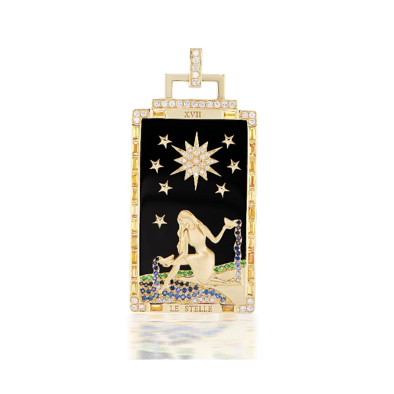 floral channel diamond necklace-Le Stelle Tarot Card