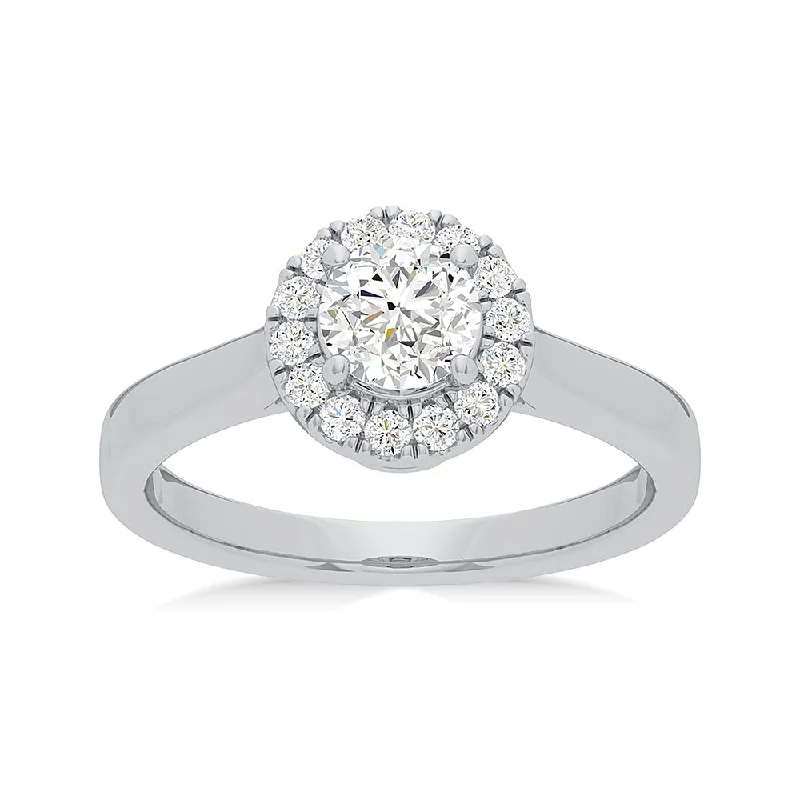 dainty thorn design ring-Luminesce Lab Grown 18ct White Gold 1 Carat Diamond Halo Ring