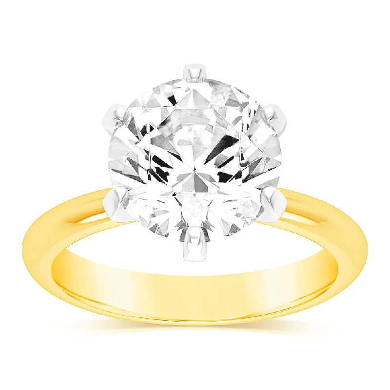 adjustable crest ring-Luminesce Lab Grown 18ct Yellow Gold 5 Carat Certified Diamond Solitaire Ring