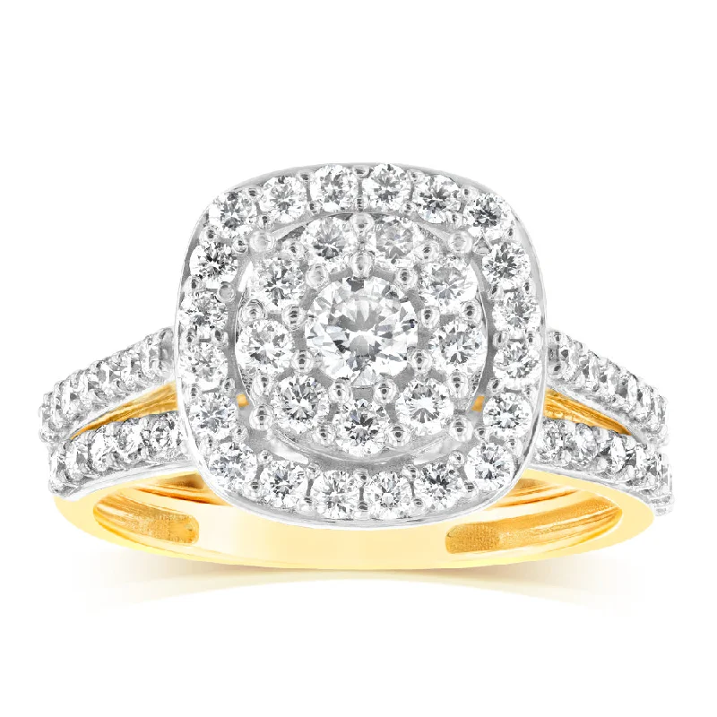 engraved unity band ring-Luminesce Lab Grown 9ct Yellow Gold 1.2 Carat Diamond Cushion Shaped Solitaire Fancy Ring