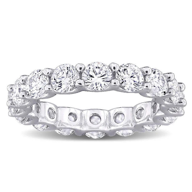 antiqued gold band ring-Miadora 5 1/8ct TGW Created White Sapphire Eternity Ring in Sterling Silver