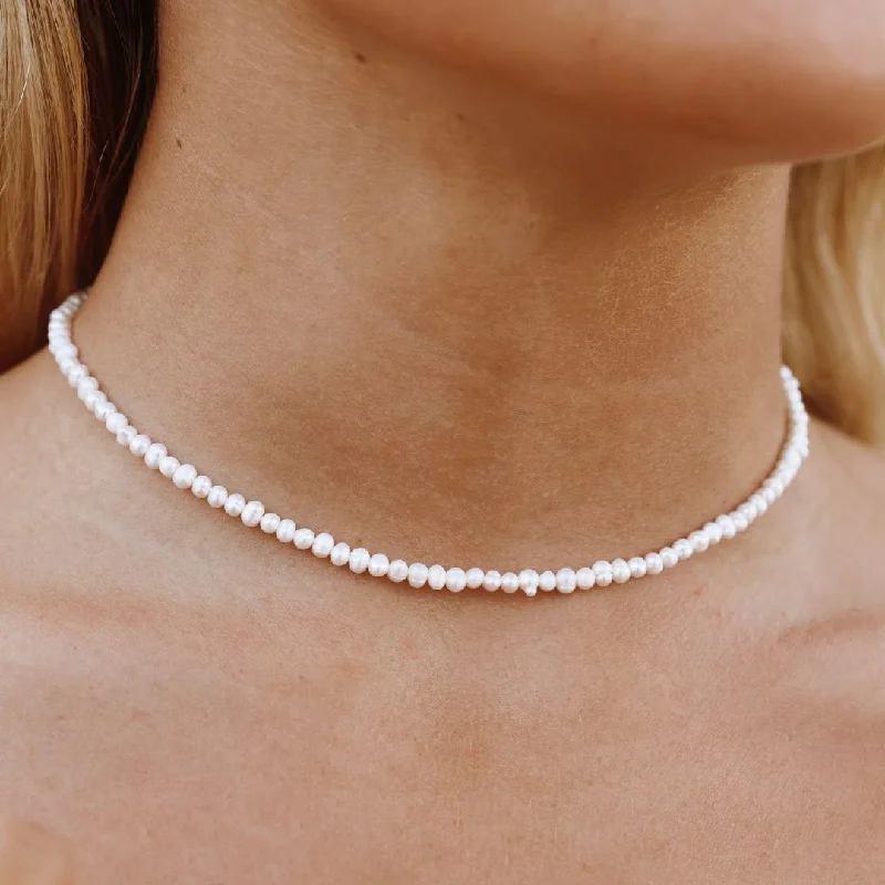 modern orbit gem necklace-Mini Freshwater Pearl Choker