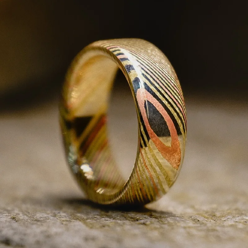 adjustable peak ring-Mokume Gane Ring