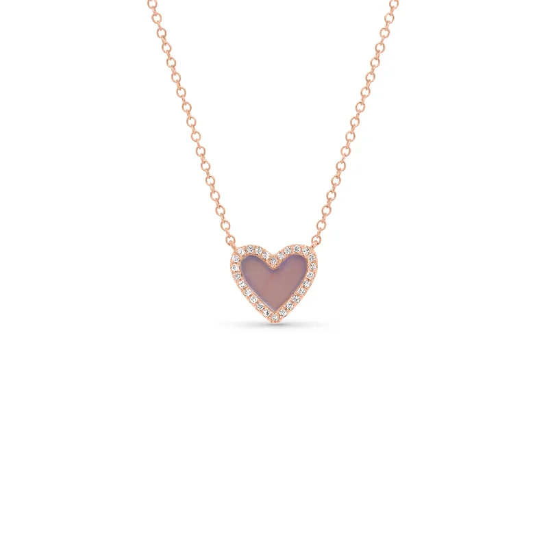 adjustable peak necklace-Mother of Pearl & Diamond Small Heart Pendant