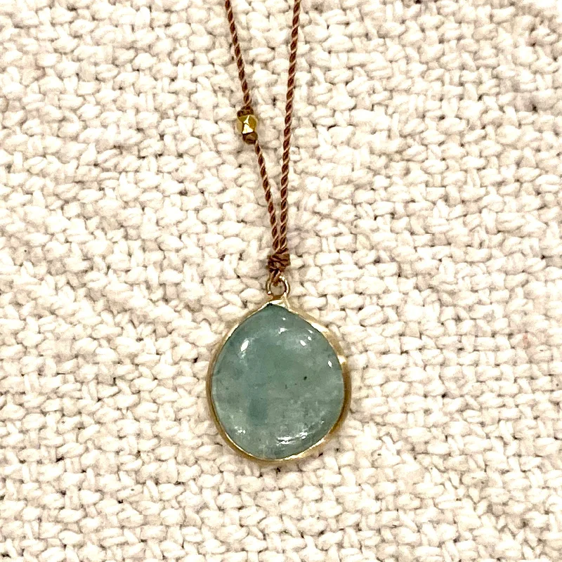 minimalist trapezoid necklace-One of a Kind 14K Gold Framed Emerald on Cord Necklace