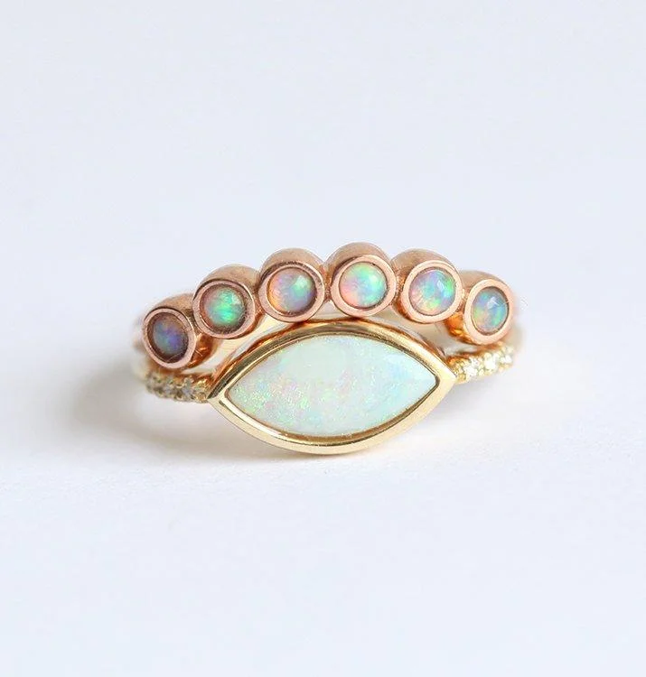 gothic-inspired fang ring-Scottie Marquise Opal Set