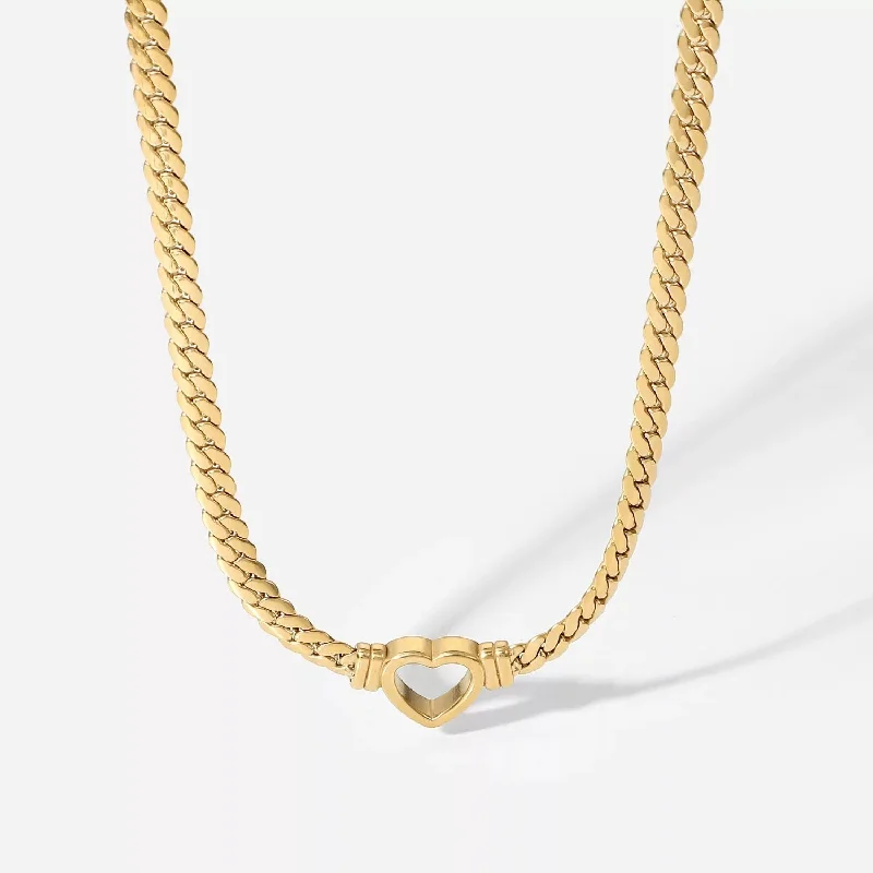 polished gold stack necklace-Oslo Heart Necklace