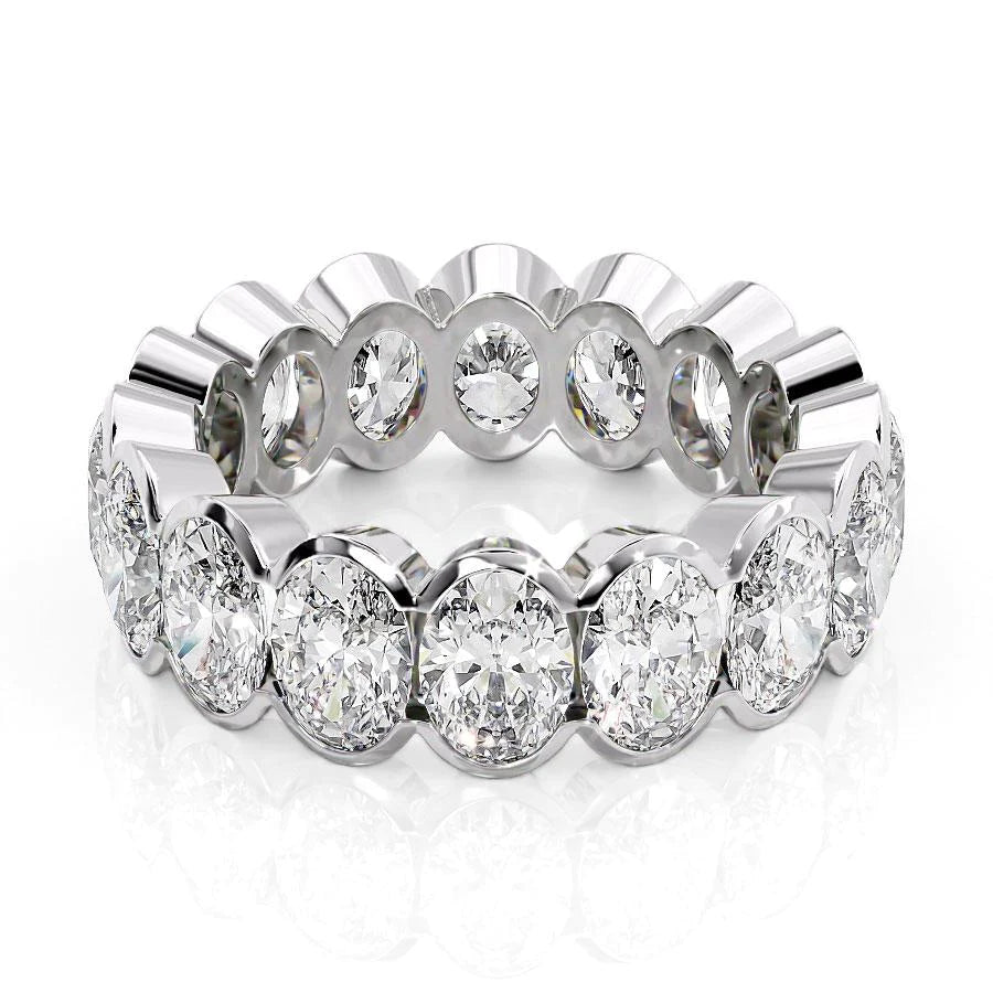 timeless radiant-cut diamond ring-6.5ct Oval Half Bezel Eternity