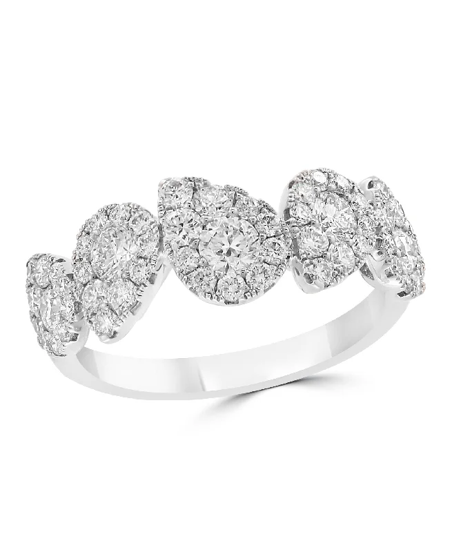 antiqued silver band ring-Pear Shape Diamond Cluster Band in White Gold