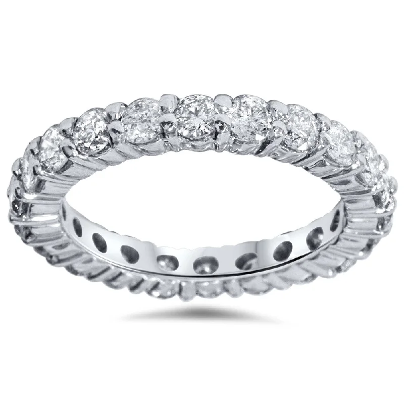 nature-themed fern ring-Pompeii3 14k White Gold 2ct TDW Diamond Eternity Wedding Ring