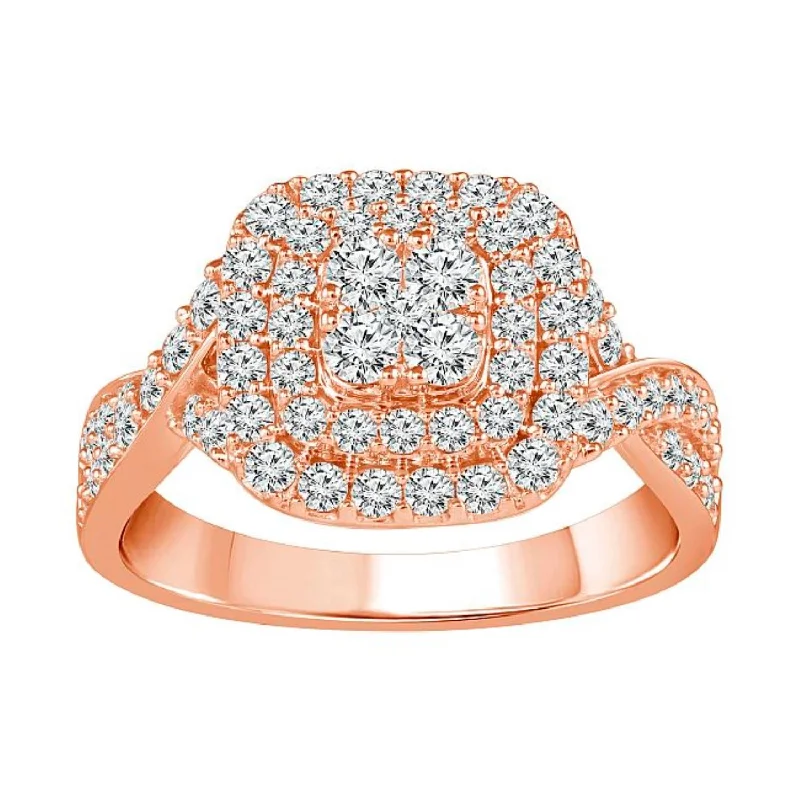 artisan-crafted platinum ring-Red Hot Deal 1 CTW Diamond Engagement Ring in 10KT Rose Gold